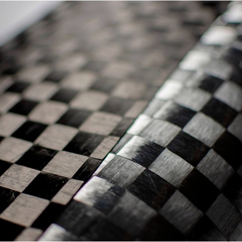 Tessuto di carbonio Alu2 Spread Tow Taffetà 160 g/m2 (in alluminio), larghezza 100 cm