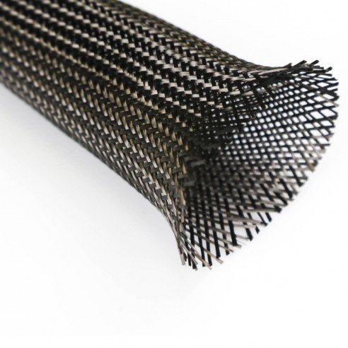 25 g/m lineal 3K Carbon Braided Sleeve, diameter 45 mm
