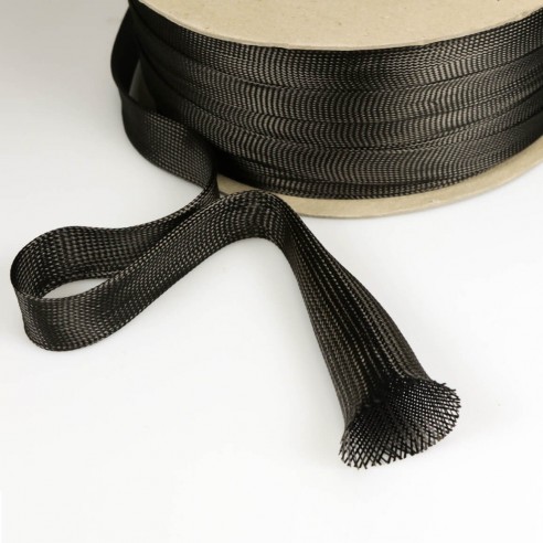 Malla Carbono tubular 3K de 25 g/ m lineal, diámetro 45 mm
