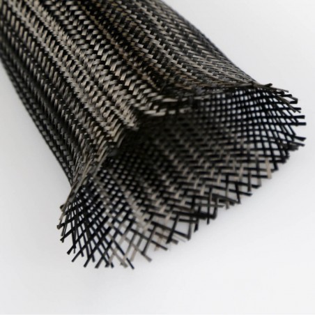 Malha de carbono tubular 3K e 25 g/m lineal, diâmetro 45 mm