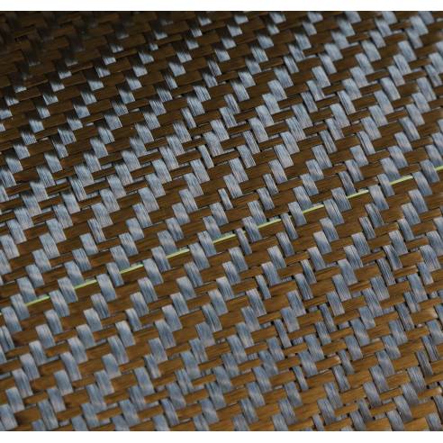 200 g/m2 Tissu Fibre de carbone 3K Sergé 2x2 avec fil traçeur vert (SPOT), largeur 127 cm