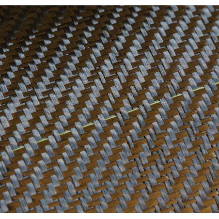200 gsm Twill 2x2 3K Carbon Fabric with green tracing thread (SPOT), 127 cm wide