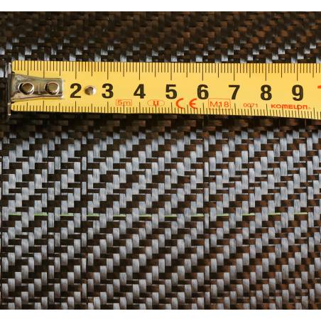 200 g/m2 Tejido CARBONO 3K SARGA 2x2 con hilo trazador verde (SPOT), ancho 127 cm