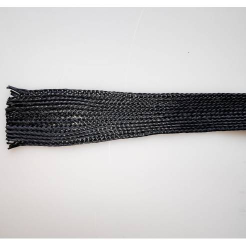 Tresse plate en Aramide Noire 300 g/m2, largeur 25 mm