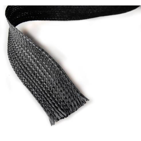 Treccia piatta in Aramide Nera 300 g/m2, larghezza di 25 mm