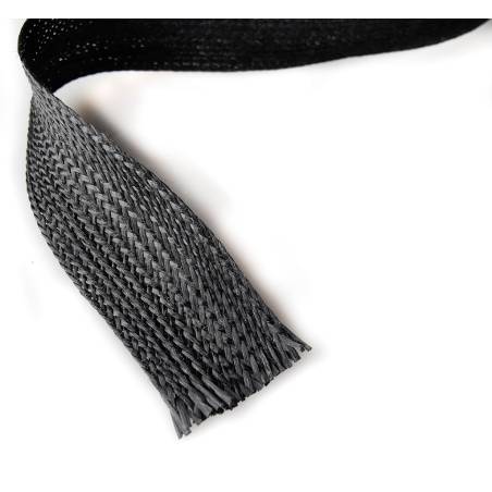 Trança plana de Aramida preta de 300 g/m2, largura 25 mm