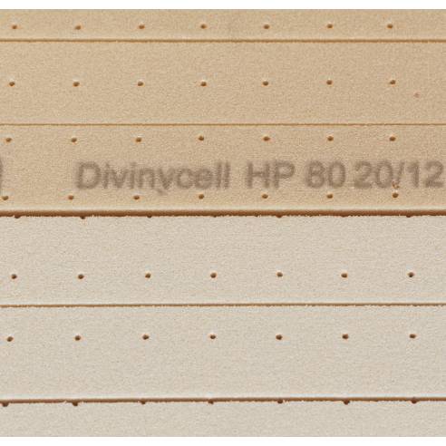 Espuma de PVC Divinycell H80 PFC ODC  20 mm / perforado y cortes en una dirección