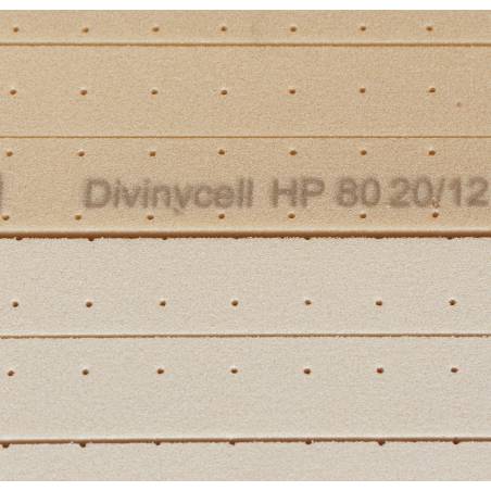 Schaum Divinycell PVC-H80 PFC ODC 20 mm / Perforierter mit einseitigen Schnitten