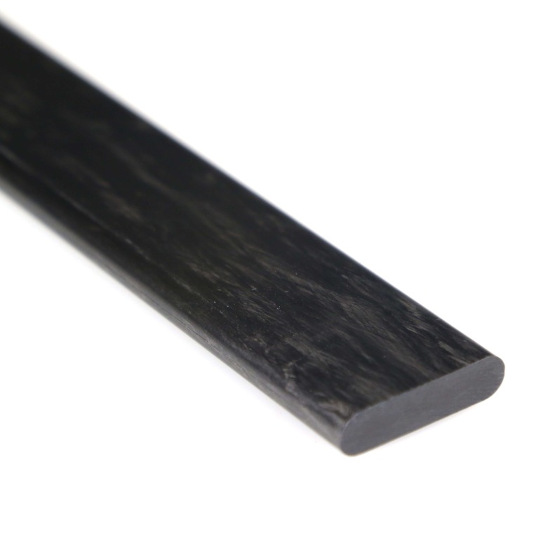 Nastro in fibra di carbonio con bordi arrotondati 25 x 6 mm, R. 3 mm (lunghezza 1000 mm)