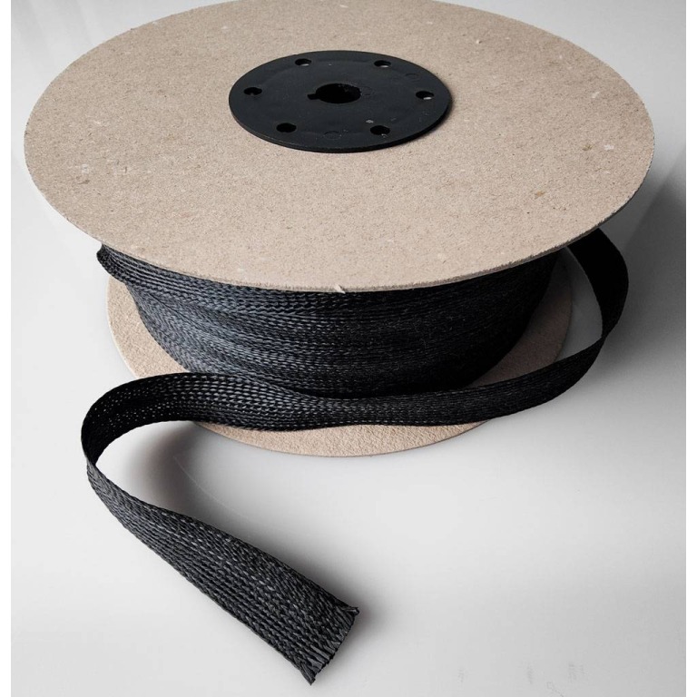 300 g/m2 Black Aramid Flatbraid , width 25 mm
